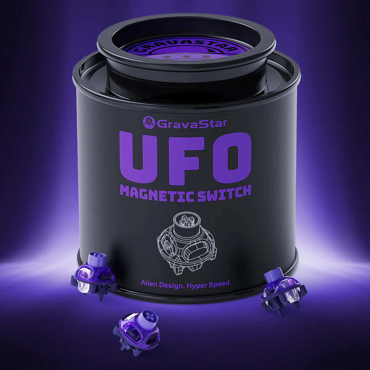 GravaStar UFO Magnetschalter – Hall-Effekt-Switches für V-Serie (Lila/Silber) - Image 11