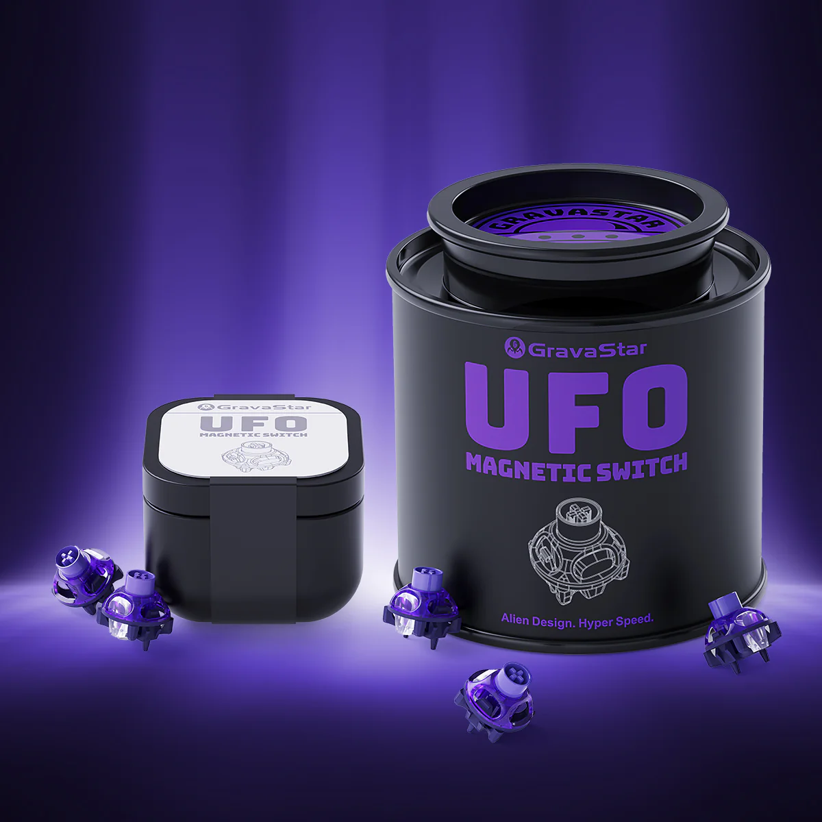 GravaStar UFO Magnetschalter – Hall-Effekt-Switches für V-Serie (Lila/Silber) - Image 12