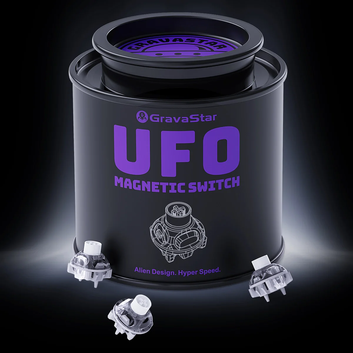 GravaStar UFO Magnetschalter – Hall-Effekt-Switches für V-Serie (Lila/Silber) - Image 14